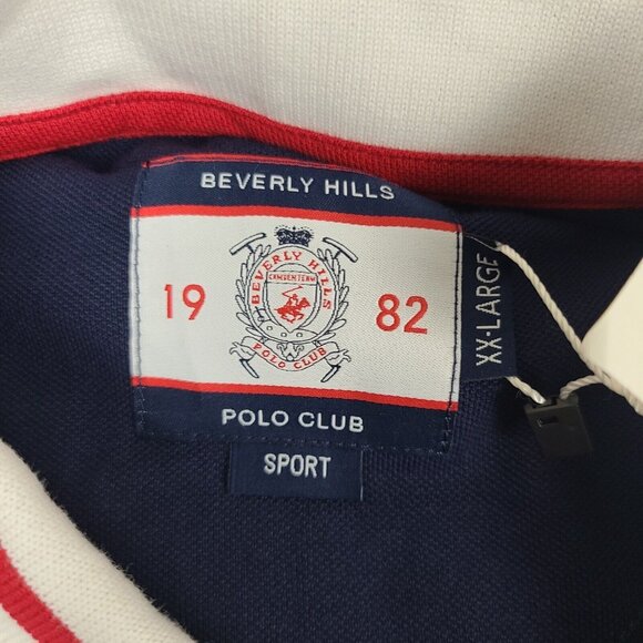 Beverly Hills Polo Club Navy Regular Fit Cotton Polo T-Shirt Size 2XL - Picture 7 of 10